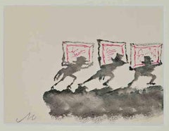 The Traveling Exhibition - Original Drawing by Mino Maccari - Mid 20th Century