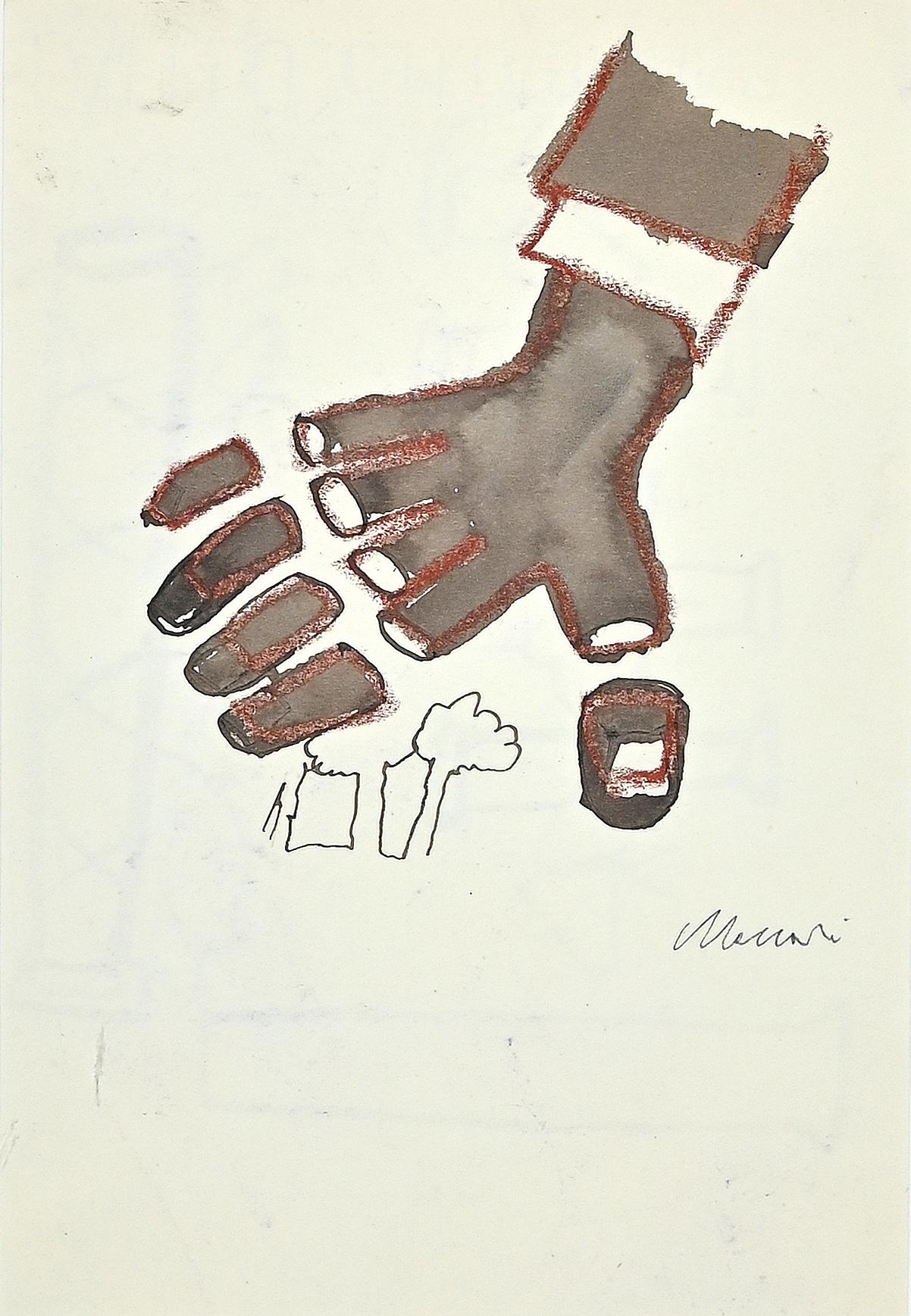 Hand - Mixed Media Drawing by Mino Maccari - Mid 20th Century