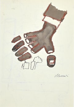Hand-Zeichnung in Mischtechnik von Mino Maccari – Mitte des 20. Jahrhunderts