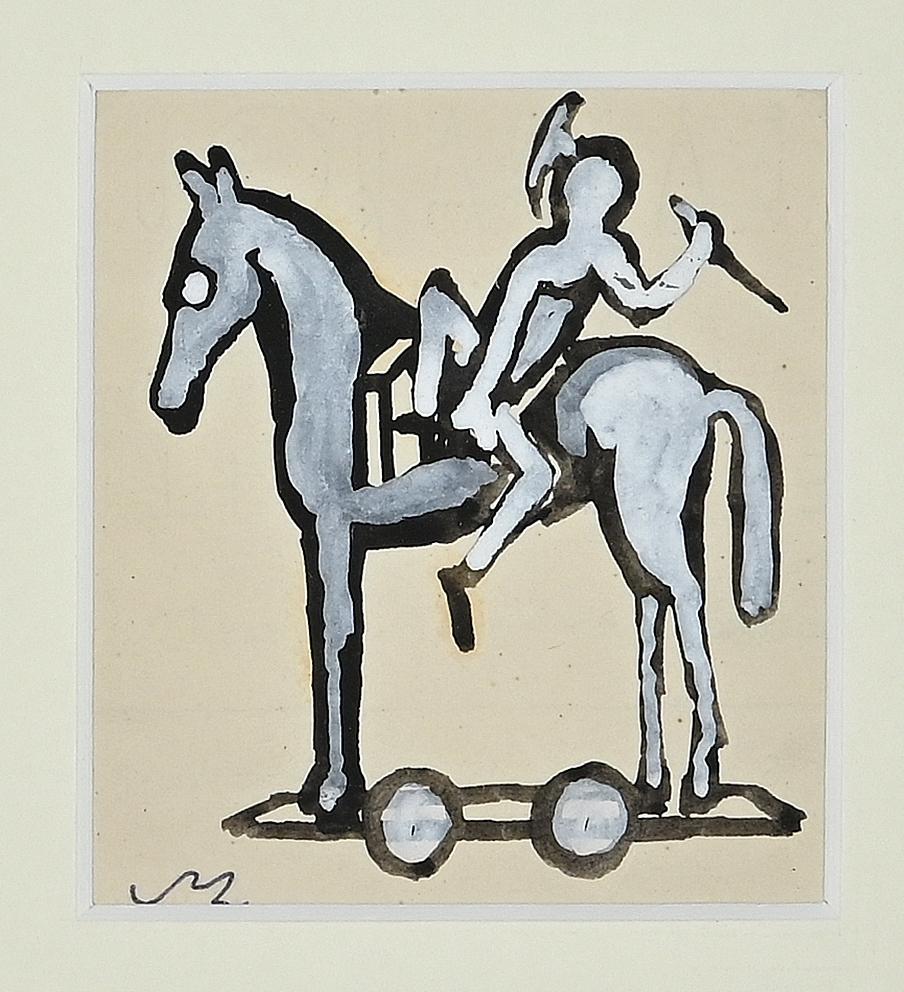 Trojan Horse - Drawing by Mino Maccari - 1960s