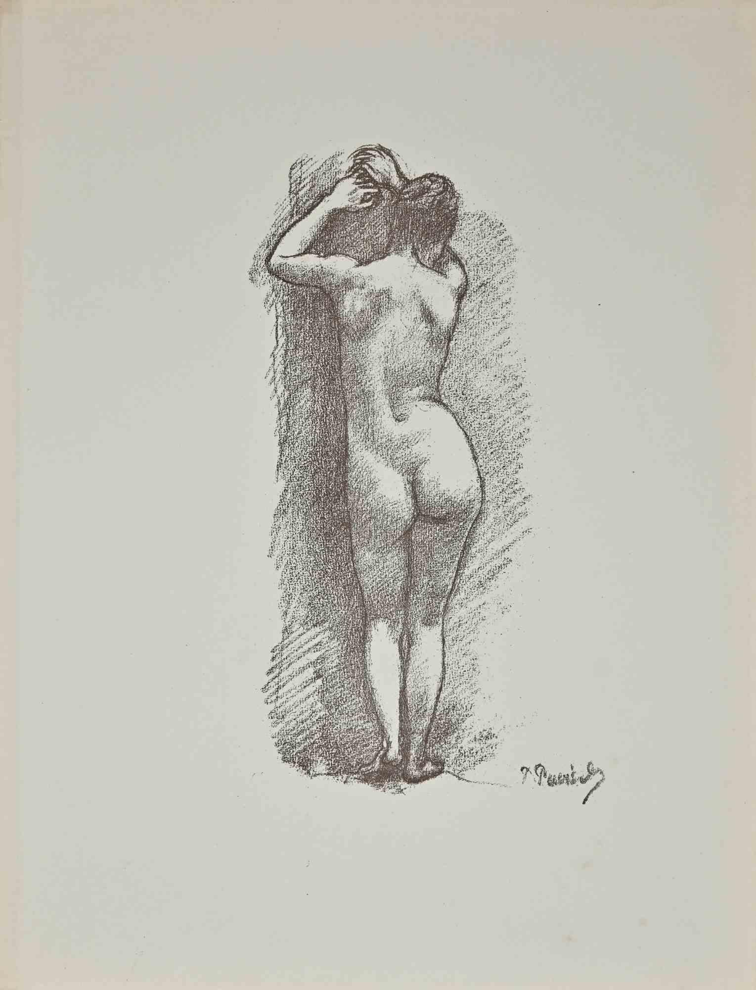 Nude - Original Lithograph by P. Puvis de Chavannes - Late 19th Century - Art by Pierre Puvis de Chavannes