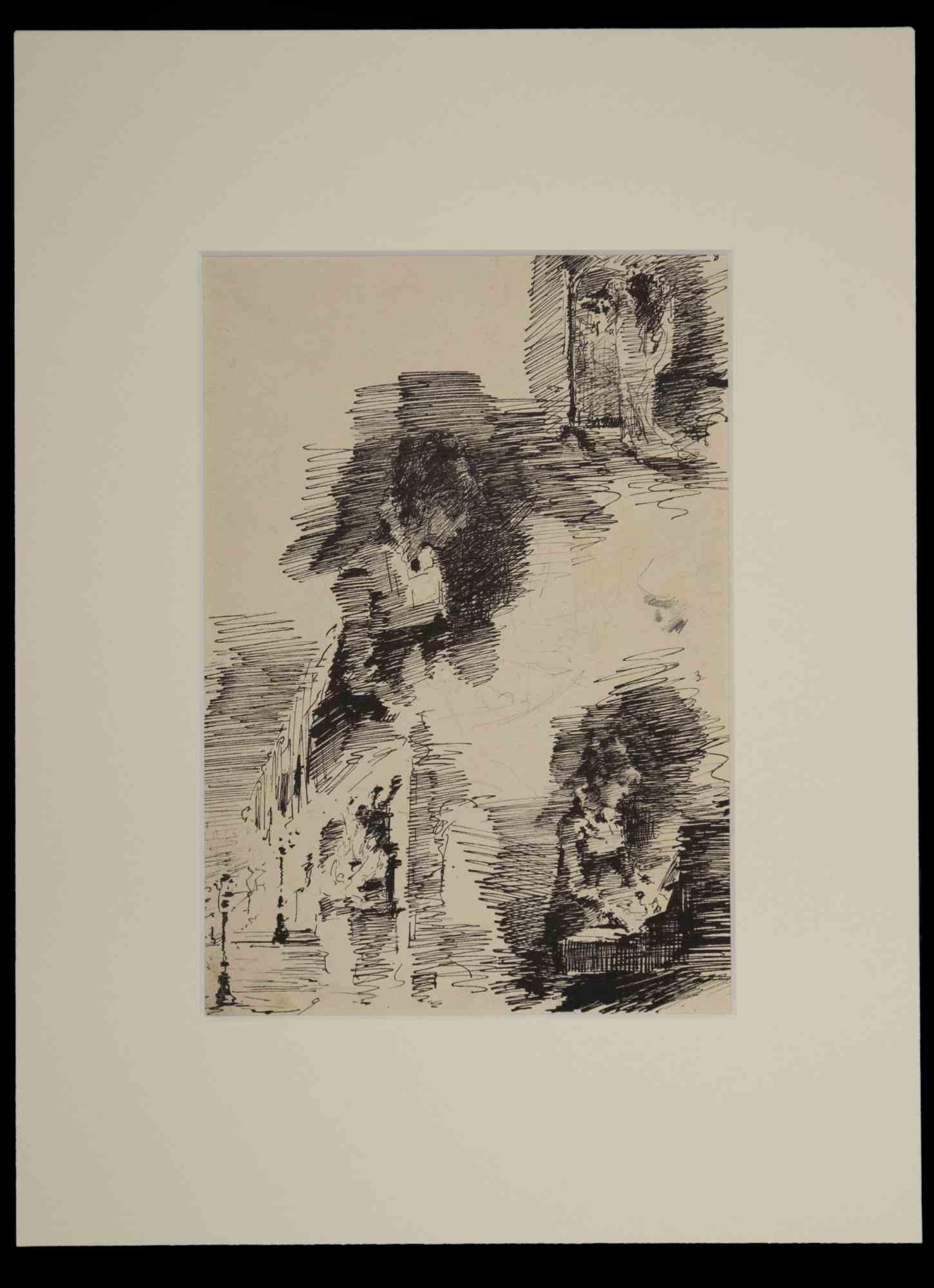 Landscape - Original Drawing - Mid 20th Century