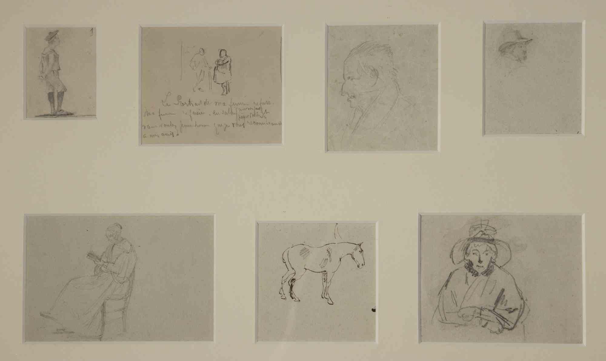 Unknown Figurative Art - Study of Figures - Original Drawing - Early 20th Century