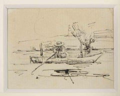 Fisherman - Original Drawing - mid-20th Century