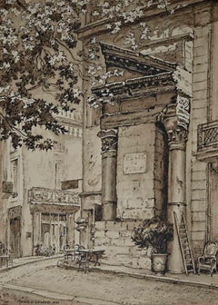 Arles, Place du Forum - Drawing by Maurice Edmond de Lambert - 1922