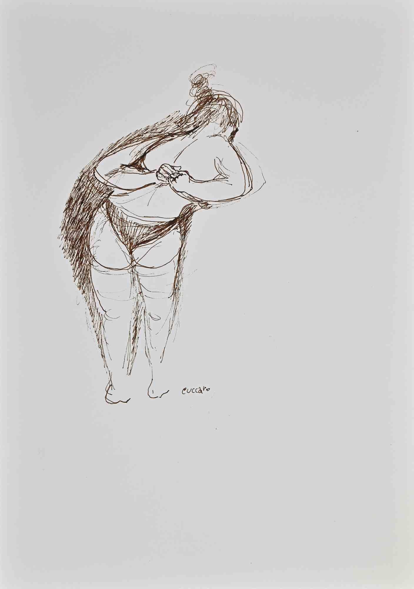 Woman Dessing Up 2 is an original Contemporary Artwork realized in the 21st Century by Roberto Cuccaro. 

Original China Ink on Paper.

Hand-signed on the lower right corner: Cuccaro.

Total dimensions: 29.7 x 21 cm.

Mint Conditions.

Roberto