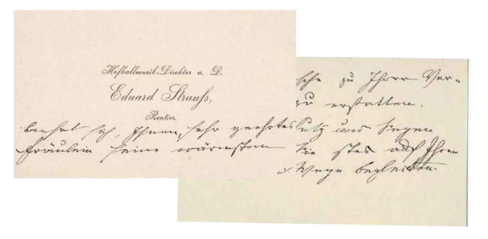 Autograph Letter by Eduard Strauss - Early 20th Century