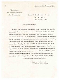 Typewritten Letter Signed by Bruno Walter- 1920s