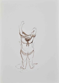 Woman Dressing Up 1 – Zeichnung von Roberto Cuccaro – 2000er Jahre