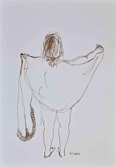 Woman Undressing  - Drawing by Roberto Cuccaro - 2000s