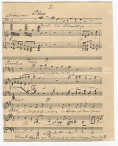Antique Autograph Music Score by Max Zenger - 19th Century