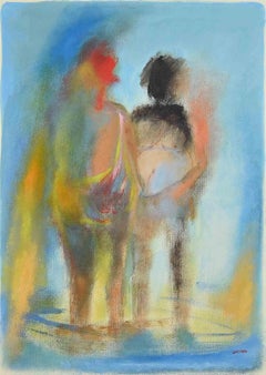 Two Figures Facing Each Other - Original Drawing by Roberto Cuccaro - 2000s
