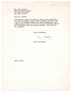 Typewritten Letter Signed by Marc Blitzstein - 1955