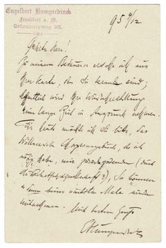 Autograph Letter by Engelbert Humperdinck - 1895