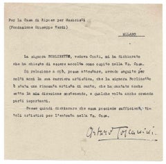 Lettre dactylographiée signée par Arturo Toscanini - Début du 20e siècle