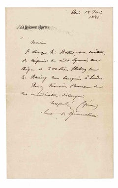 Autograph Letter by Napoléon-Jérôme Bonaparte - 1881