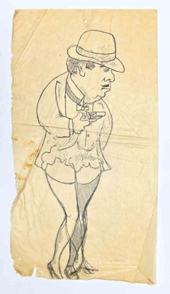 Portrait - Original Drawing  by Mino Maccari - Mid-20th Century