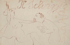 Study for an Illustration of "Il Selvaggio" by Mino Maccari - Mid-20th Century