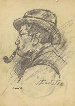 Portrait - Original Pencil by Mino Maccari - Mid-20th Century