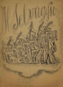 Study for a Cover of "Il Selvaggio" - Original Pencil by Mino Maccari - 1930/40s