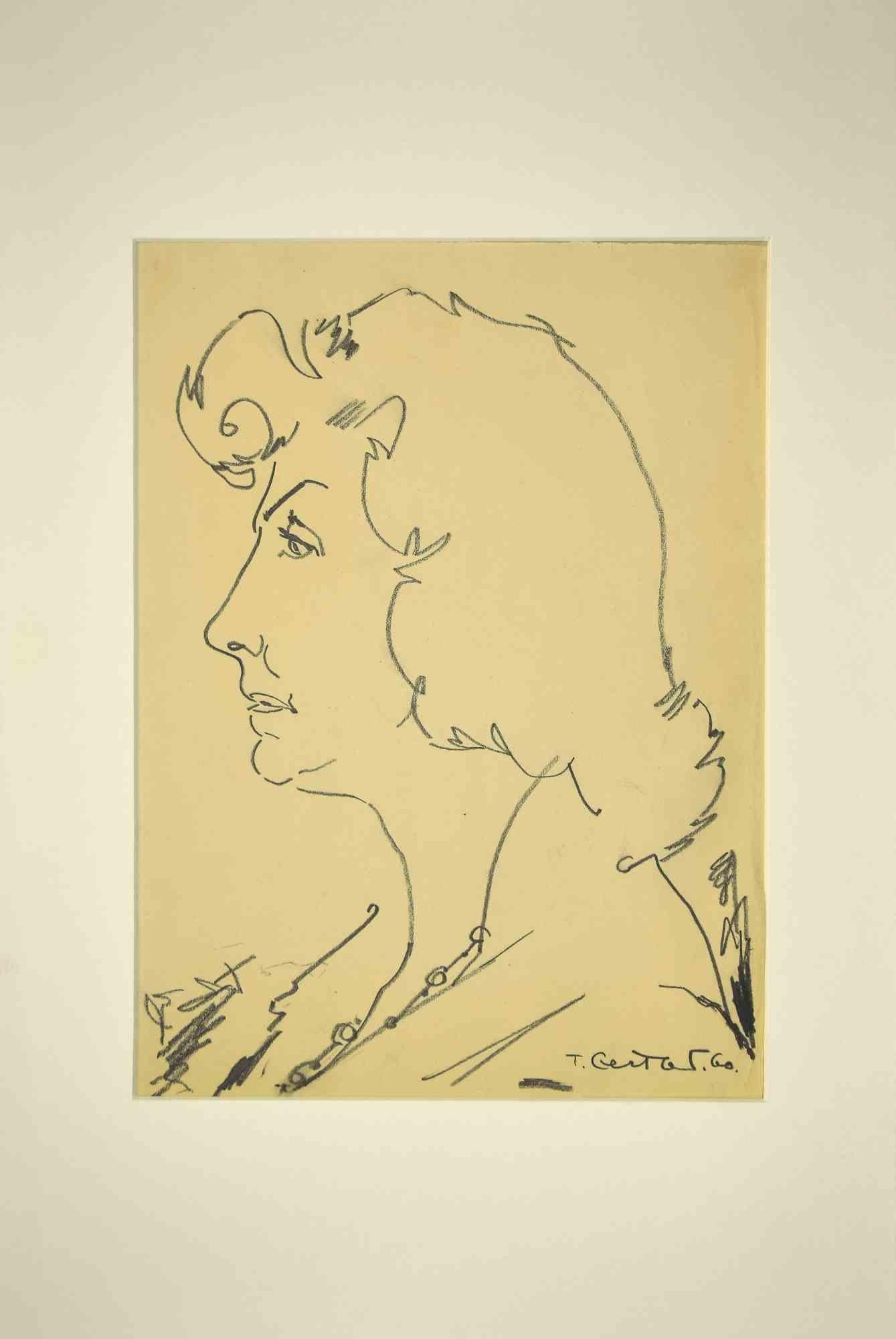 Portrait is an original pencil drawing realized by Tibor Gertler in 1960.

Good conditions, mounted on a white cardboard passpartout (60x40 cm).

Hand-signed by the artist on the lower right corner.

Tibor Gertler (1902-1991) was a Hungarian painter