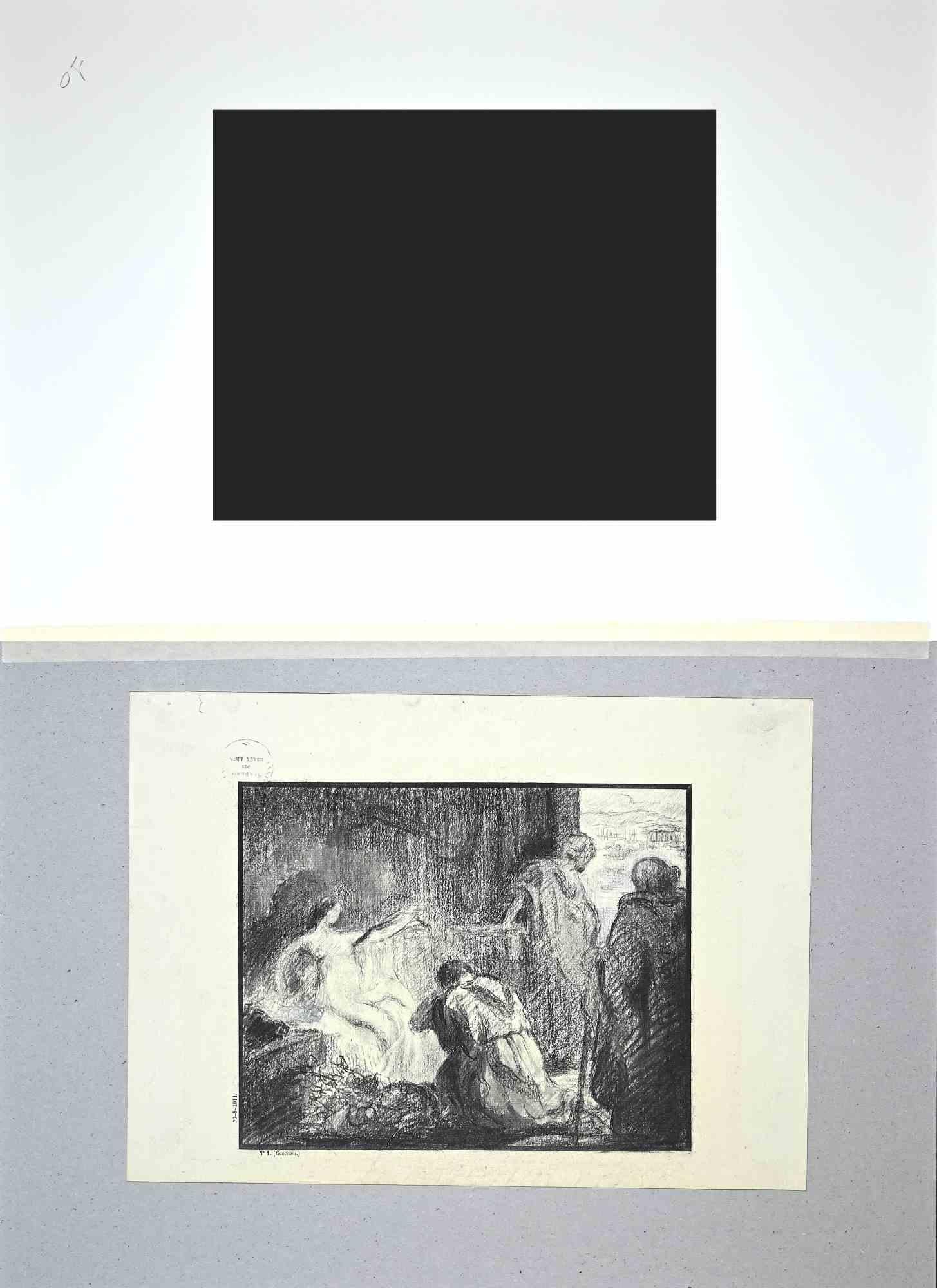 Figure dans un intérieur - Lithographie originale d'André Marius Aillaud - 1938 en vente 1
