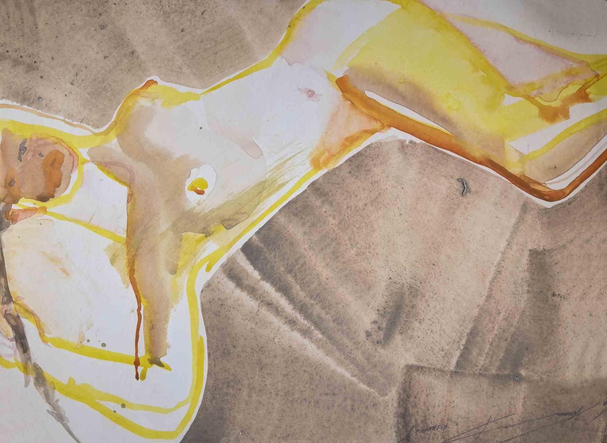 Nude ist ein Original-Aquarell, das in den 2010er Jahren von der aufstrebenden Künstlerin Anastasia Kurakina realisiert wurde.

Dieses schöne Kunstwerk stellt einen Frauenakt dar.

Guter Zustand bis auf sehr leichte Farbabweichungen und leichte