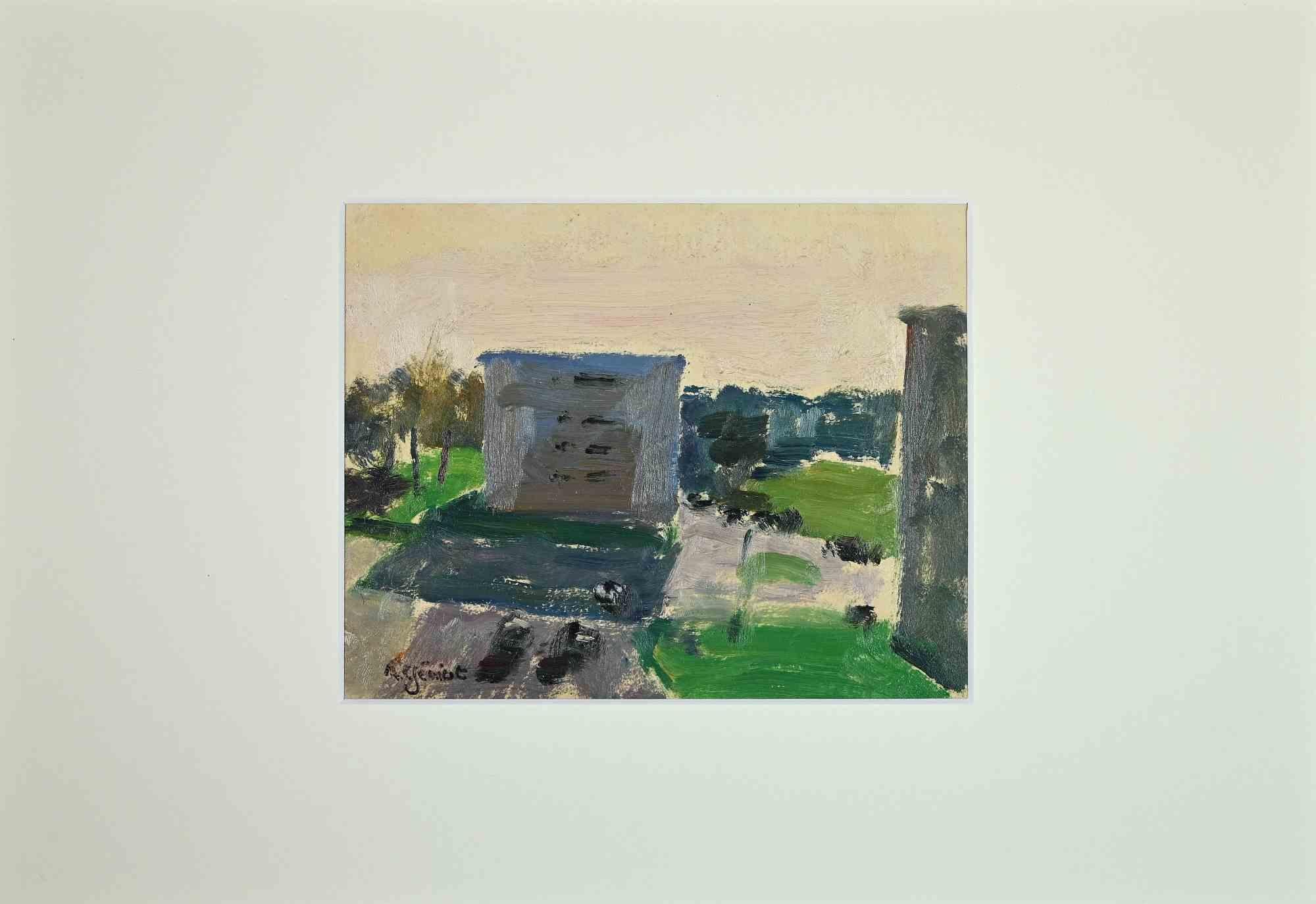 Paesaggio - Pittura a olio di Robert Albert Genicot - Anni '40