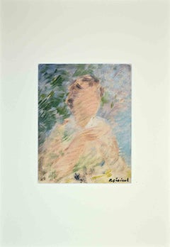 Portrait - Original Watercolor by Robert Albert Genicot - 1940s