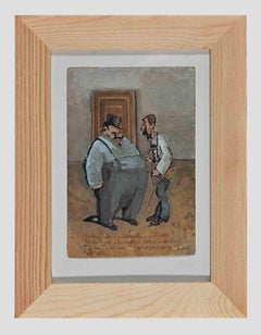 Antique The Tailor - Original Painting by Gabriele Galantara - Early 20th Century