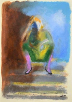 Crouching Girl -  Drawing by Roberto Cuccaro - 2000s