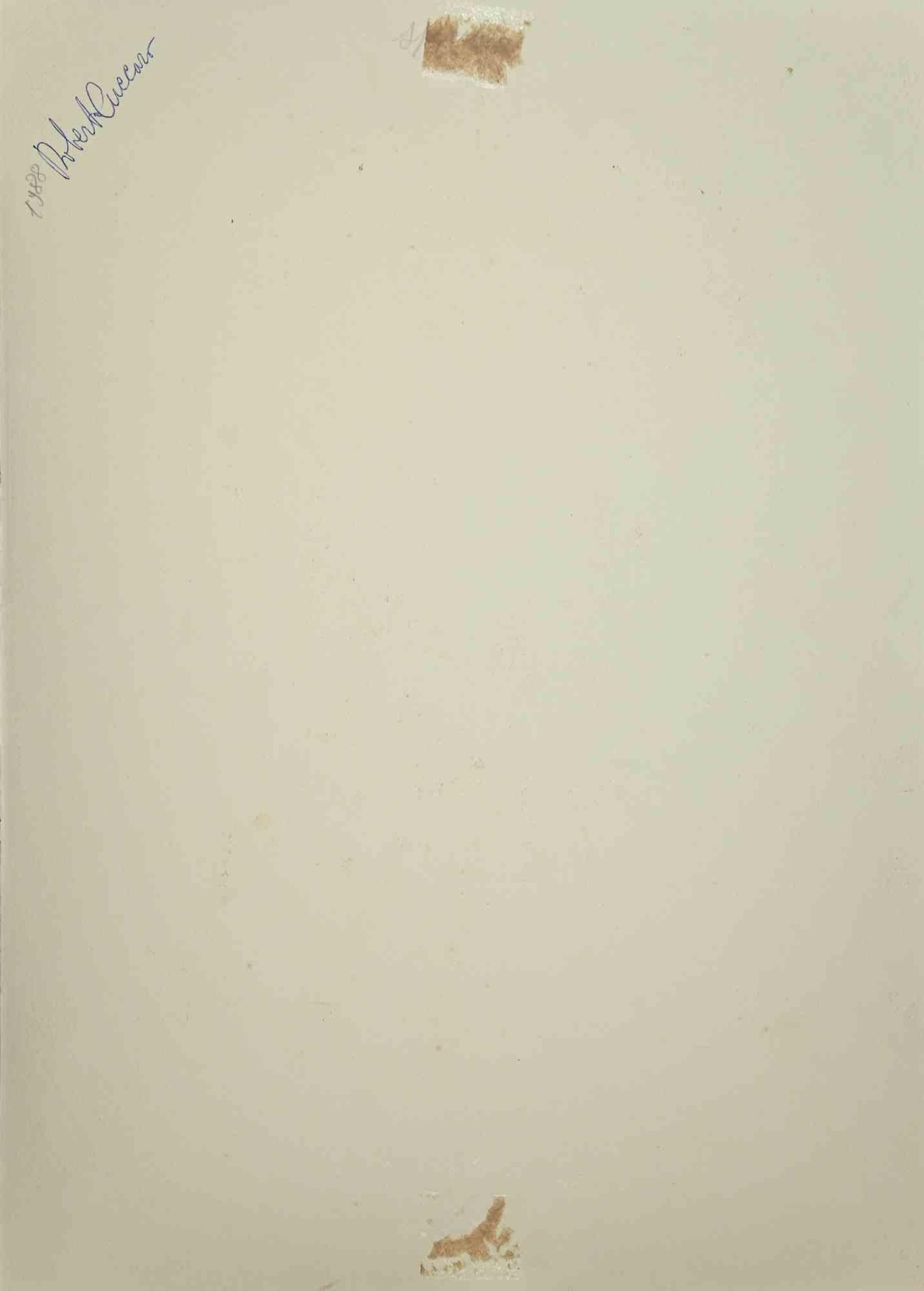 Mujer en el borde de la cama - Dibujo de Roberto Cuccaro - Años 2000 en venta 1