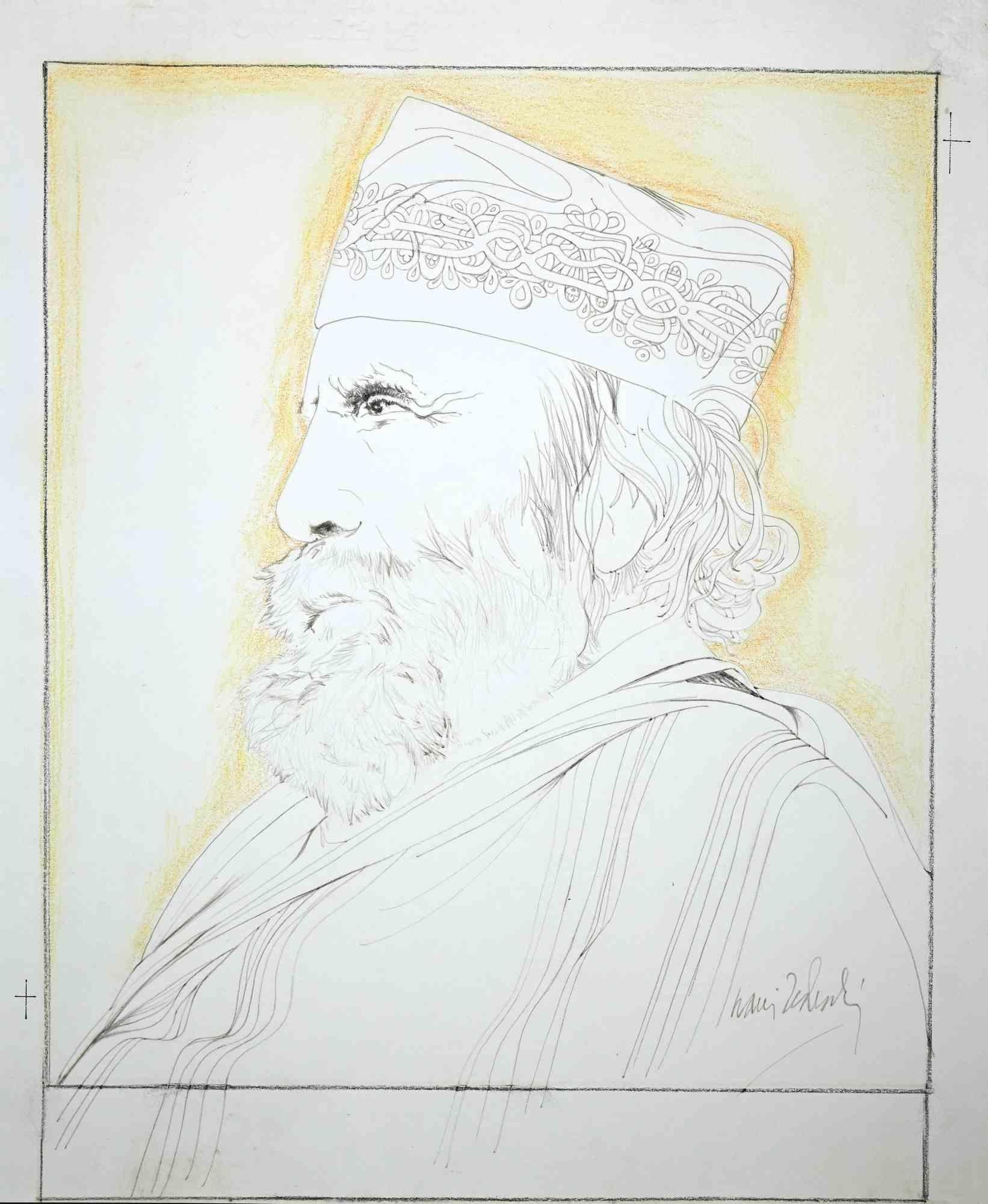 Portrait of Giuseppe Garibaldi - Drawing by Nani Tedeschi - 1970s