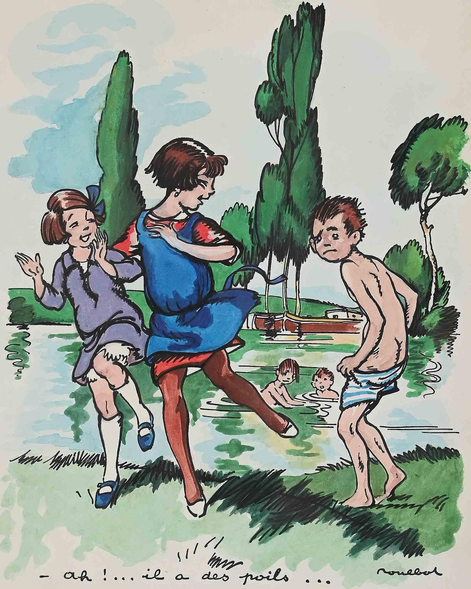 Children Games - Drawing - Late 20th Century - Art by Unknown