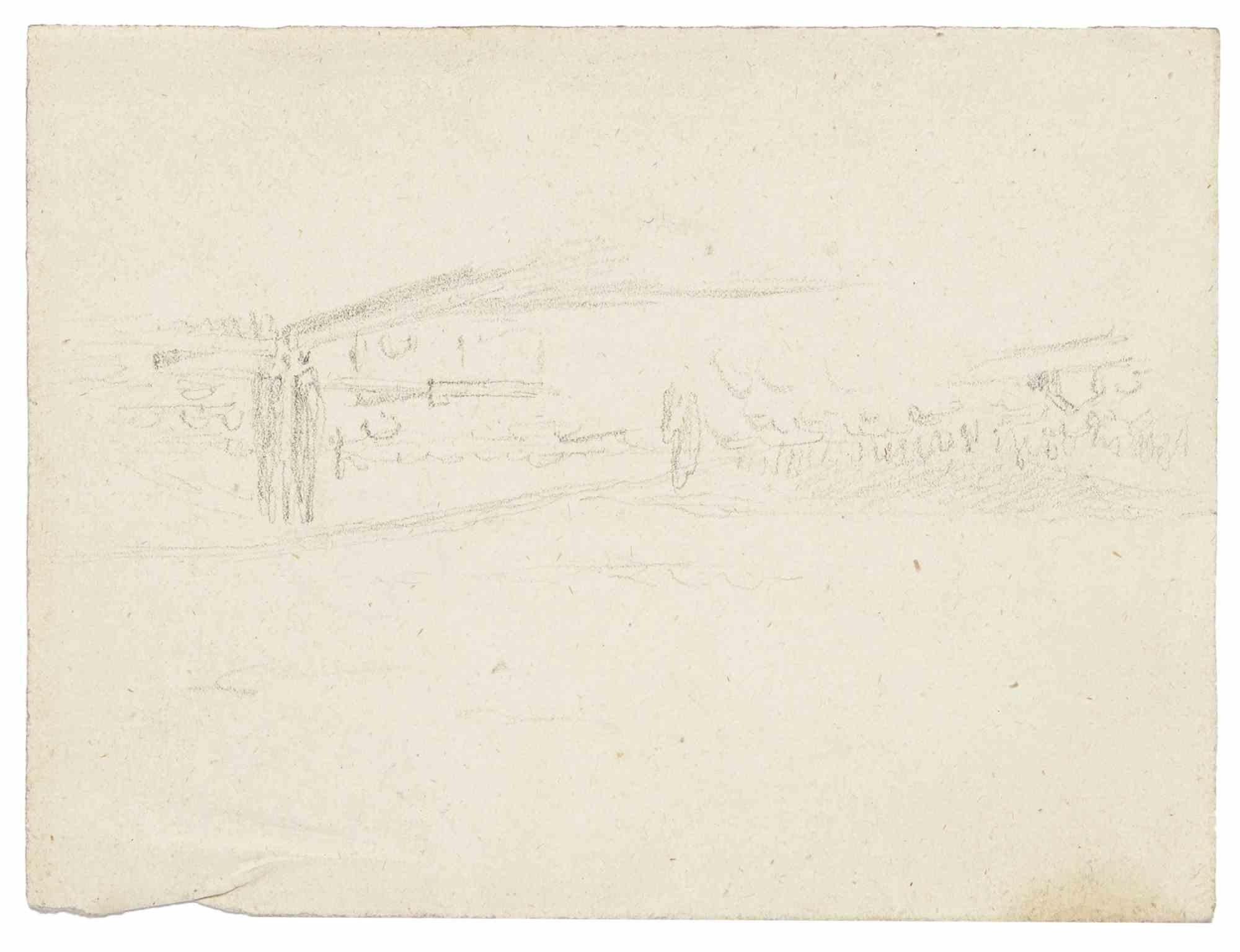 Unknown Figurative Art - Landscape - Original Drawing - Early 20th Century