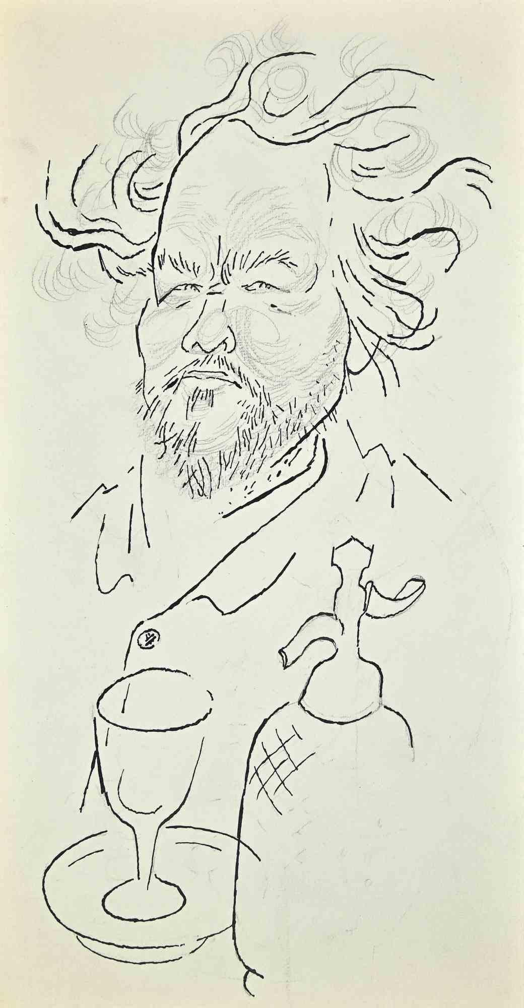 Portrait - Drawing by Adolf Reinhold Hallman - Mid-20th Century