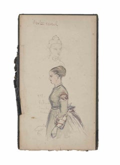 Portrait of a Woman - Original Drawing - Late 19th Century