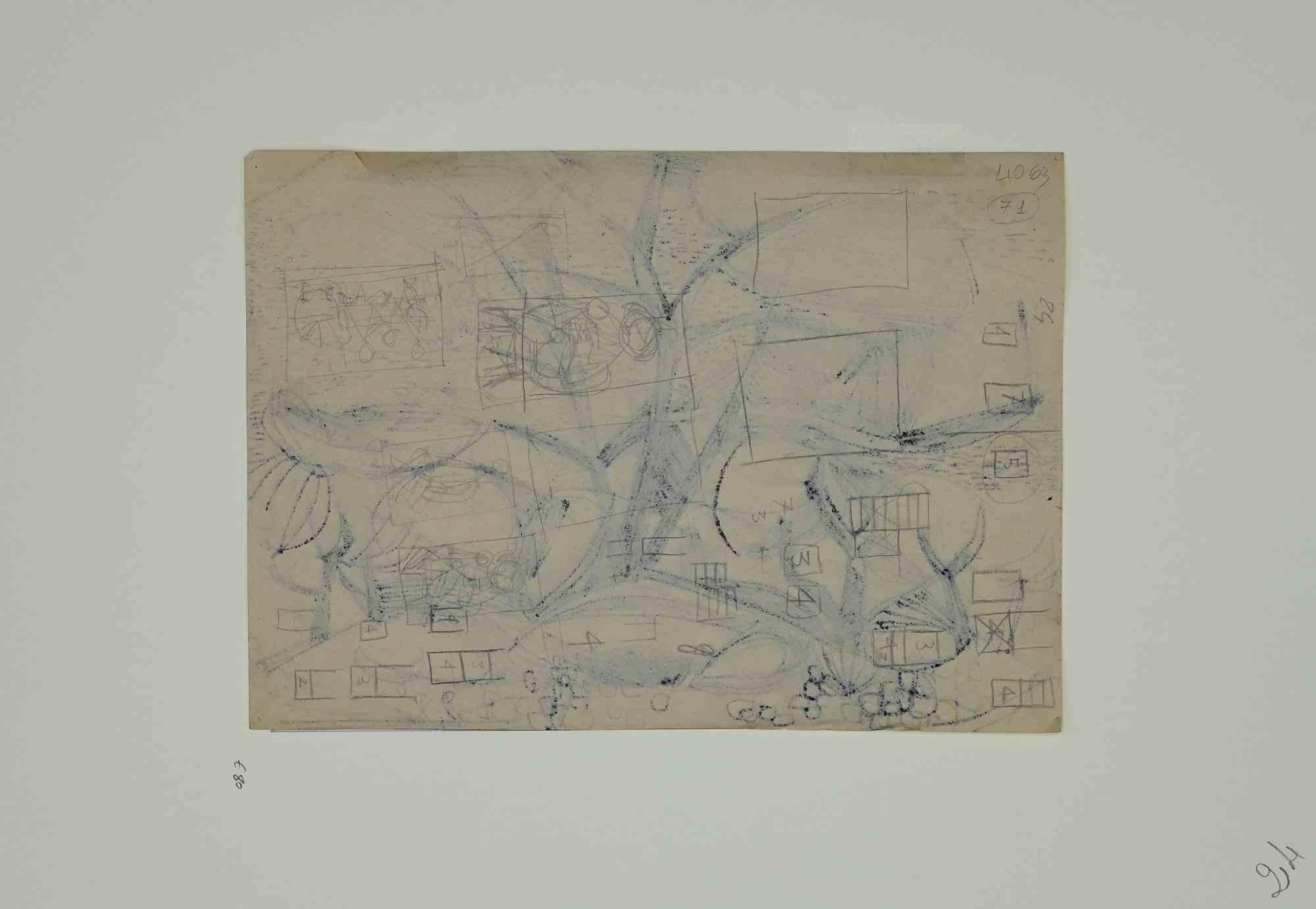 Plants by the Sea - Original Drawing - 1950s - Art by Unknown