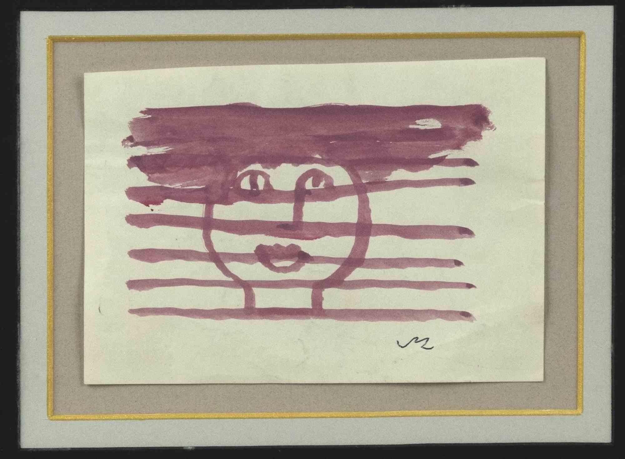 Face - Drawing by Mino Maccari - 1970s