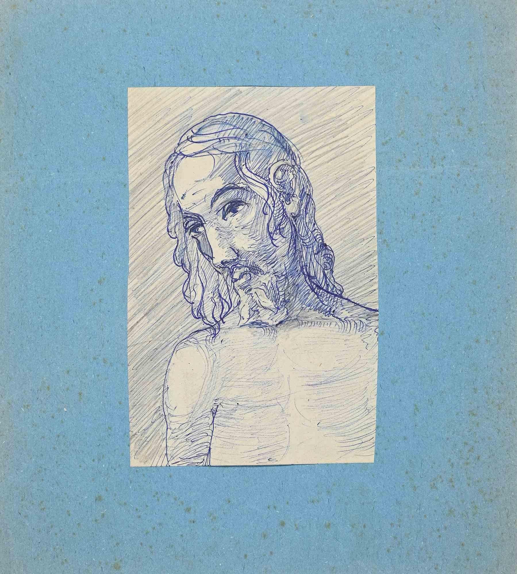 Unknown Figurative Art - Portrait of Christ - Original Drawing - Early 20th Century