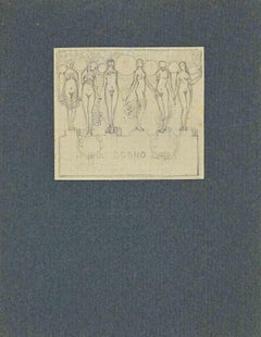 Study for a Bas-Relief – Originalzeichnung – Anfang des 20. Jahrhunderts