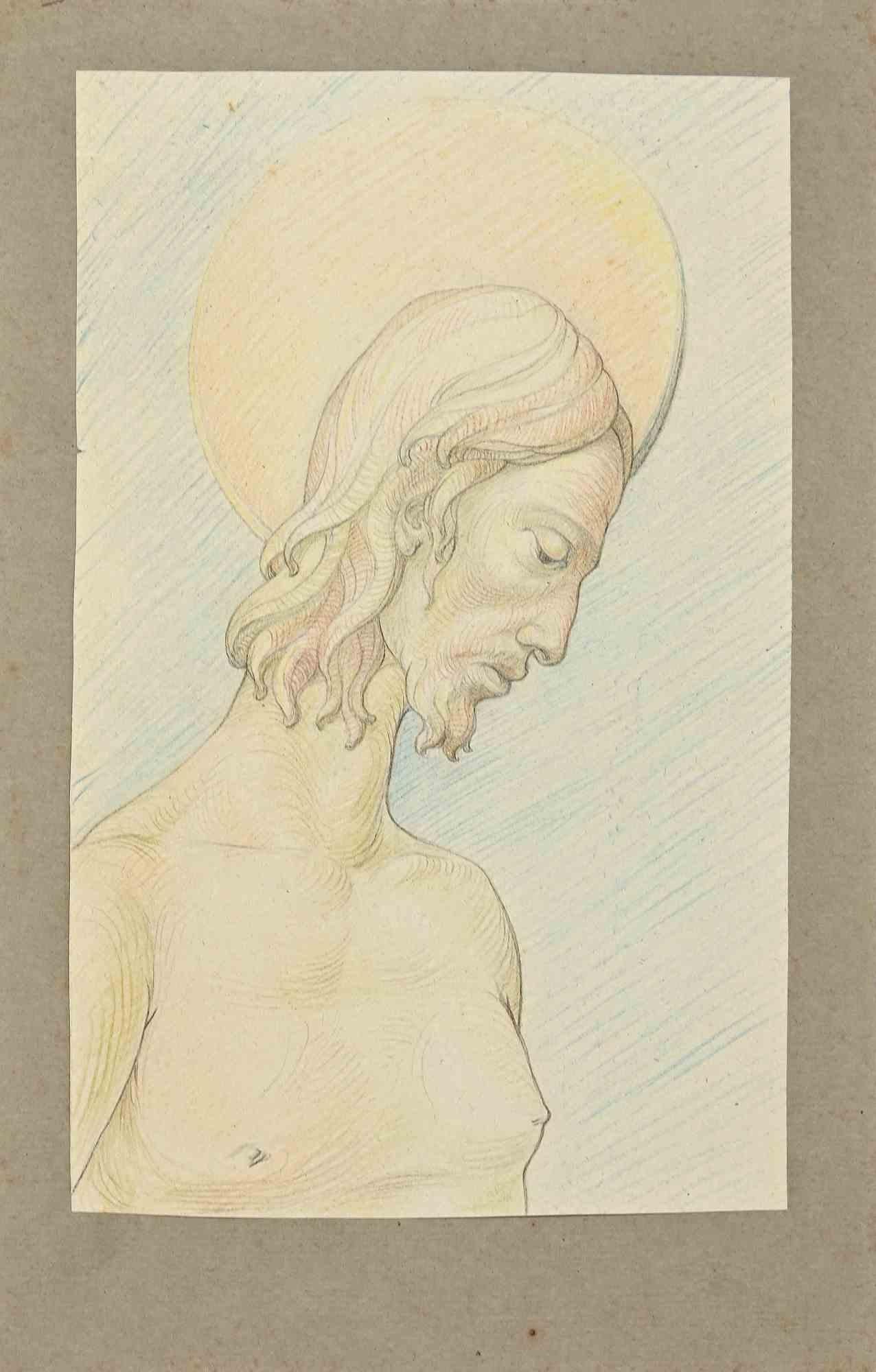 Portrait de  Christ - Dessin original - Début du 20e siècle