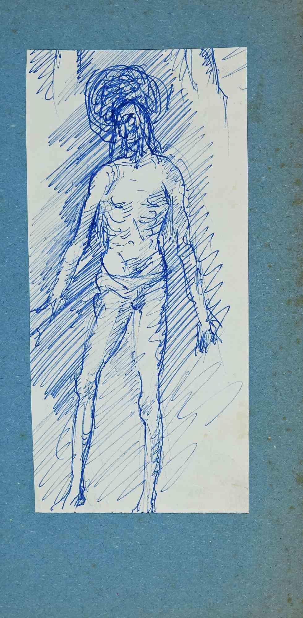 Unknown Figurative Art - Portrait of  Christ  - Original Drawing - Early 20th Century