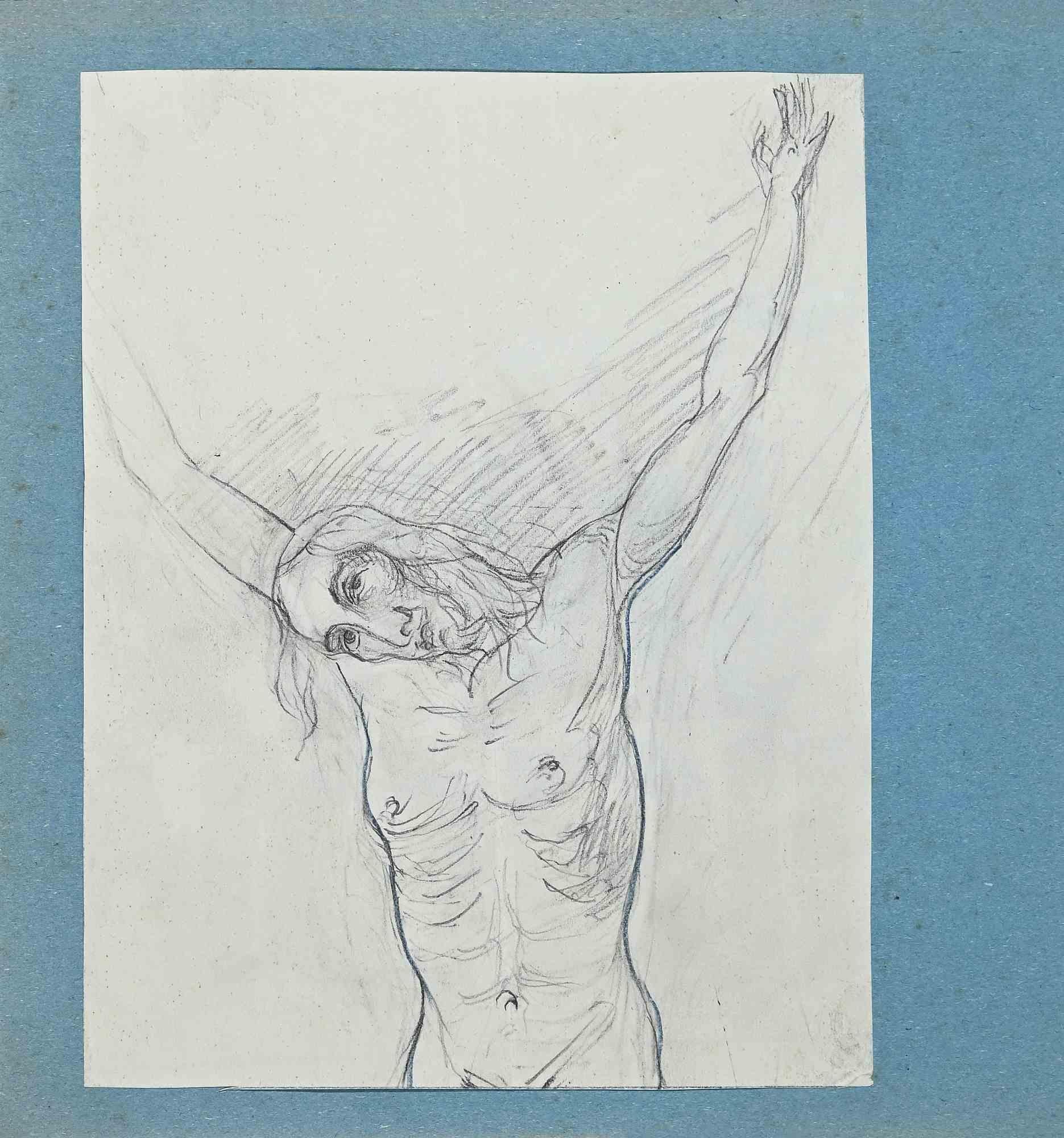 Unknown Figurative Art - Christ on the Cross  - Original Drawing - Early 20th Century