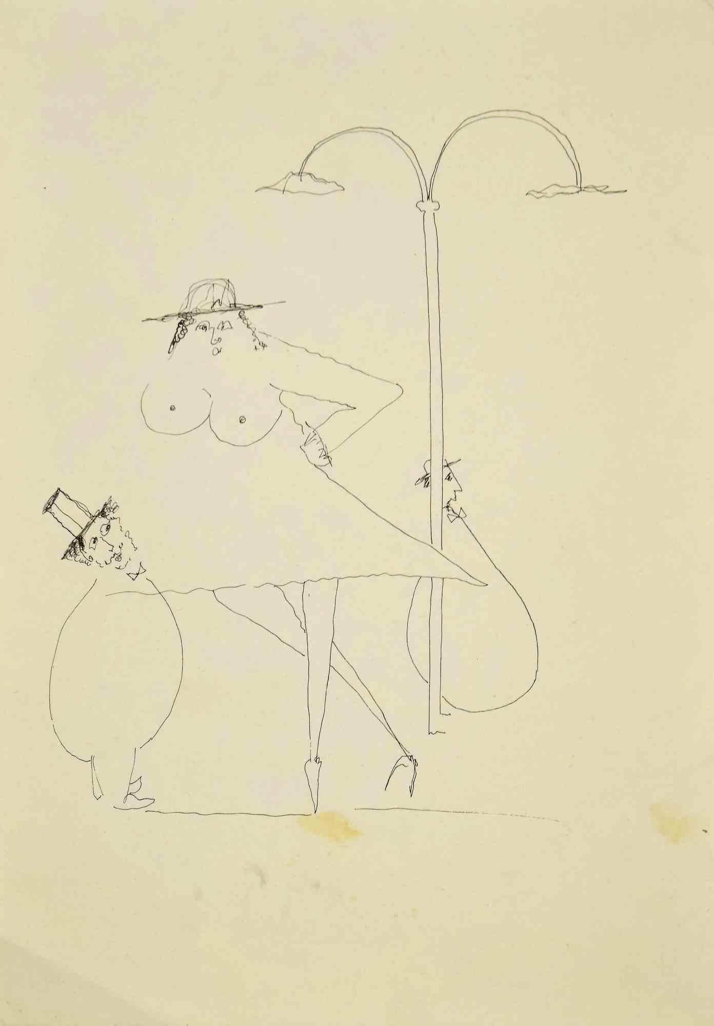 Sketch - Drawing by Ugo La Pietra - Mid-20th Century