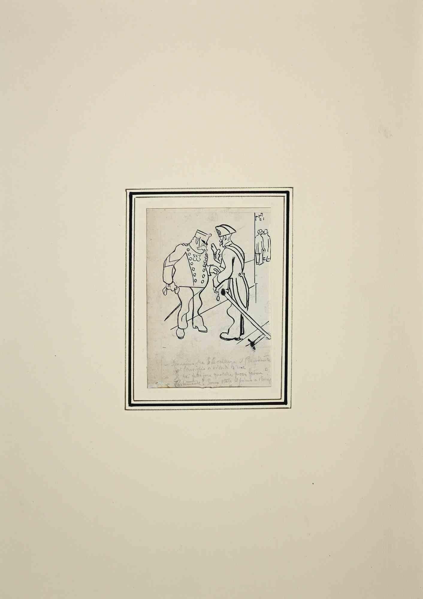 Sketch for "L'Asino" - Original Drawing by Gabriele Galantara - 1910