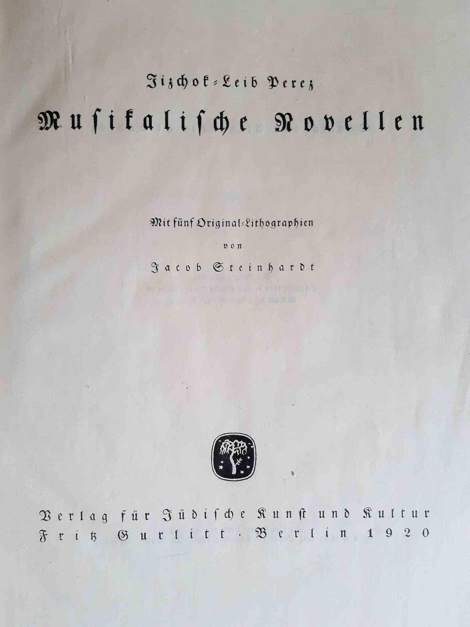 Musikalische Novellen is an original modern rare book engraved by Jacob Steinhardt (Zerkow, 1887–1968) and written by Perez Jizchok Leib in 1920.

Original First Edition.

Published by Fritz Gurlitt, Berlin.

Format: In 4°.

The book includes  64