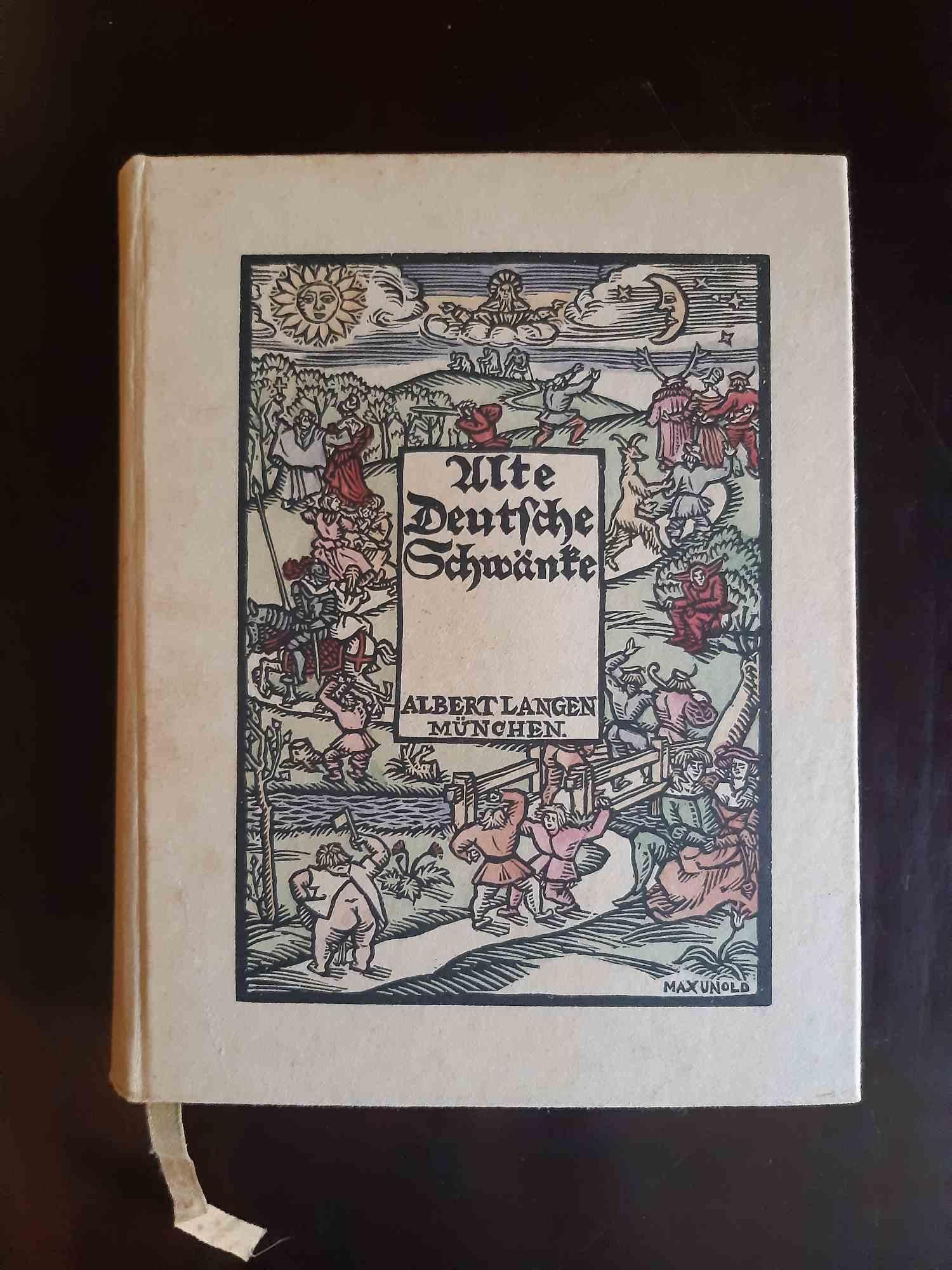 Alte Deutsche Schwanke ist ein modernes, seltenes Originalbuch, das 1914 von Max Unold (Memmingen, 1885 - München, 1964) illustriert wurde.

Original-Erstausgabe. Limitierte Auflage von 800 nummerierten Exemplaren. Herausgegeben vom Albert Langen