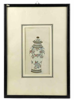 Flower Vase - Original Drawing -  Late 19th Century