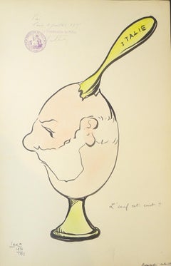 L'Oeuf est Cuit  - Original Drawing by Leka - 1910s
